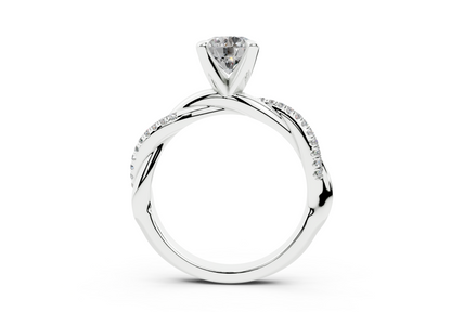 18K Gold Half Pavé Rope Diamond Engagement Ring 1 Carat