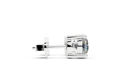 18k Gold Four Prong Brilliant Cut Lab Grown Round Diamond Stud Earrings