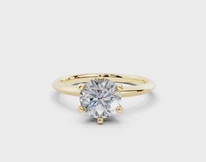 18k Gold Classic (Six Prong) Diamond Solitaire Engagement Ring 1 Carat
