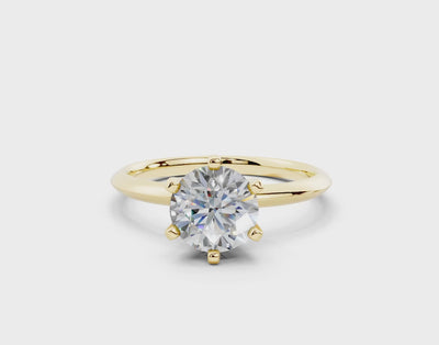 18k Gold Classic (Six Prong) Diamond Solitaire Engagement Ring 1 Carat - Yellow Gold#Material_Yellow Gold#