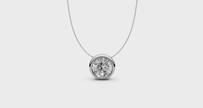 Round Diamond Pendant in 18KT Gold with Modern Bezel