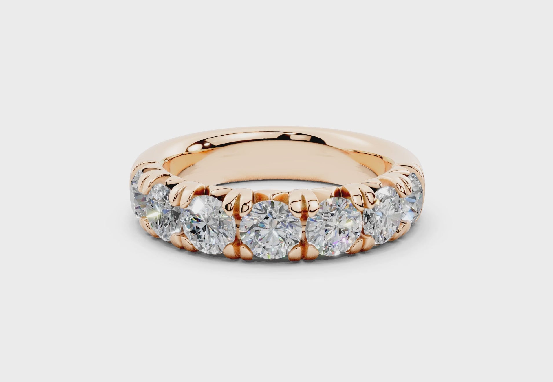 2 Carat 18K Gold French Half Pavé Slim Lab-Grown Diamond Ring - Rose Gold#Material_Rose Gold#