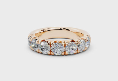 2 Carat 18K Gold French Half Pavé Slim Lab-Grown Diamond Ring - Rose Gold#Material_Rose Gold#