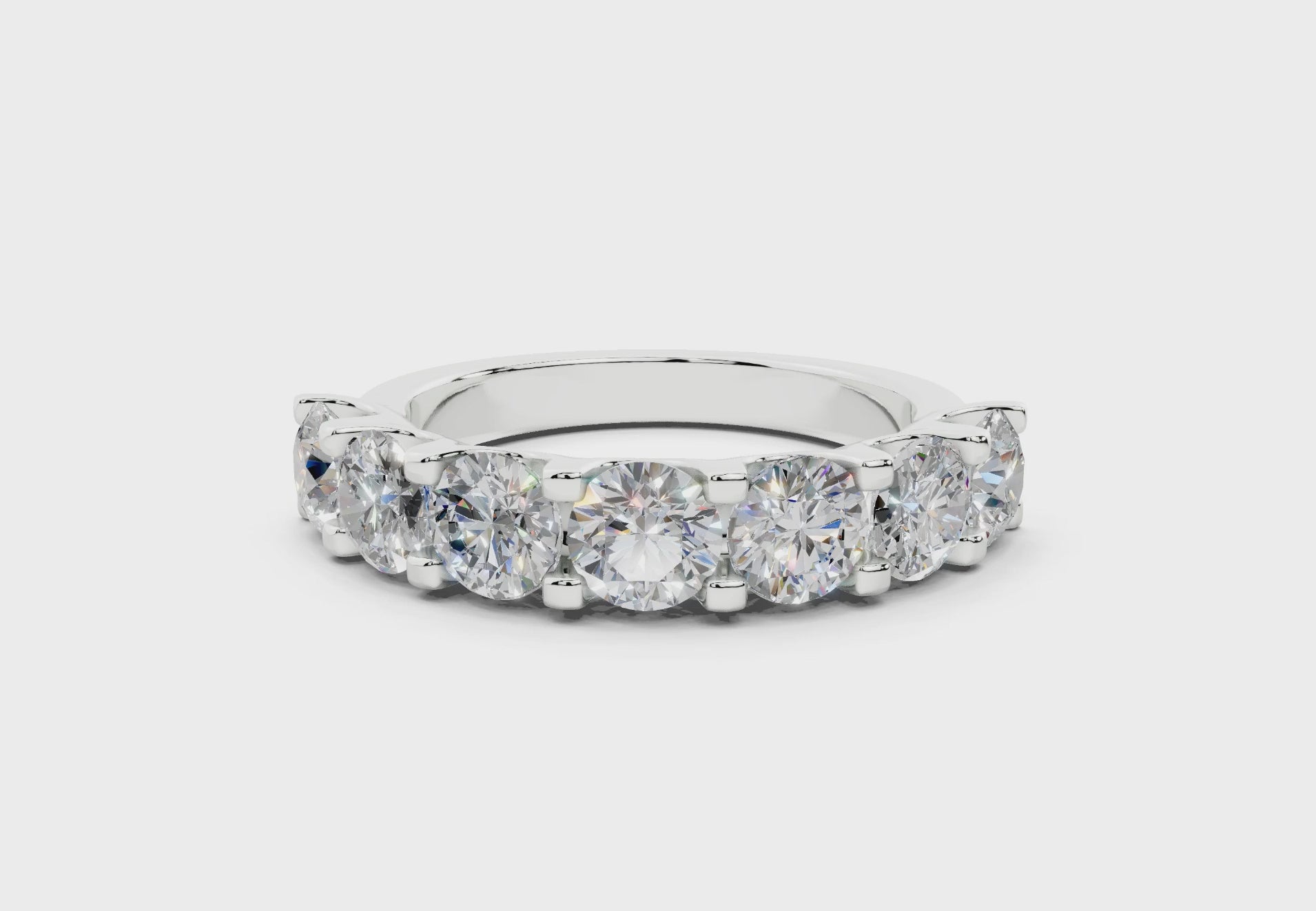 2 Carat 18K Gold Half Pavé Lab-Grown Comfort Diamond Ring - White Gold#Material_White Gold#