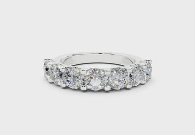 2 Carat 18K Gold Half Pavé Lab-Grown Comfort Diamond Ring - White Gold#Material_White Gold#