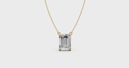 Emerald Cut Diamond Pendant in 18KT Gold Four-Prong