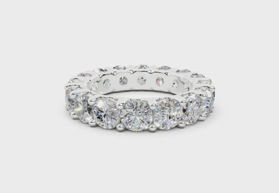 4 Carat 18K Gold Low Dome Basket Lab-Grown Sleek Comfort Diamond Eternity Ring - White Gold - White Gold - White Gold#Material_White Gold#