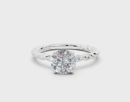 18K Gold Rope Knot Cable Solitaire Diamond Engagement Ring 1 Carat