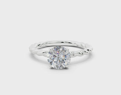 18K Gold Rope Knot Cable Solitaire Diamond Engagement Ring 1 Carat - White Gold#Material_White Gold#