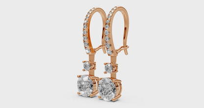 18K Gold Hoop Earrings with 1.5 CT Solitaire Lab-Grown Diamonds