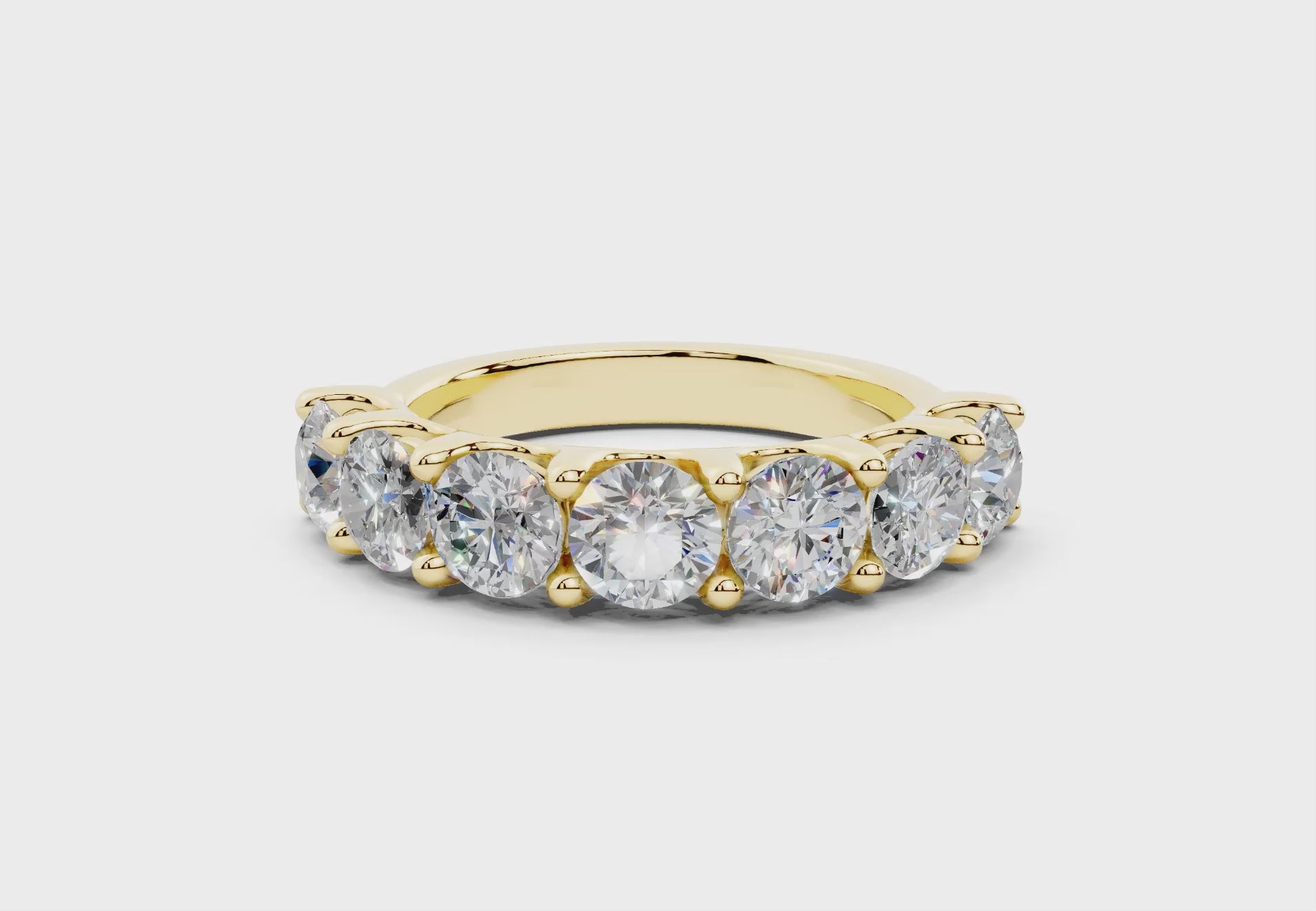 2 Carat 18K Gold Claw Prong Contour Lab-Grown Seven Diamond Half Eternity Ring - Yellow Gold#Material_Yellow Gold#