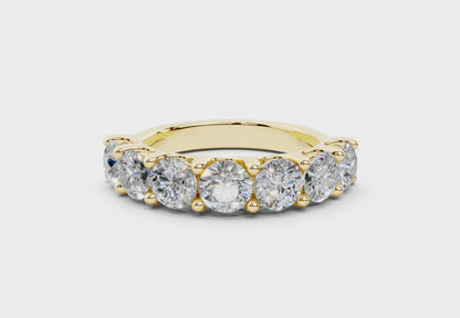 2 Carat 18K Gold Claw Prong Contour Lab-Grown Seven Diamond Half Eternity Ring