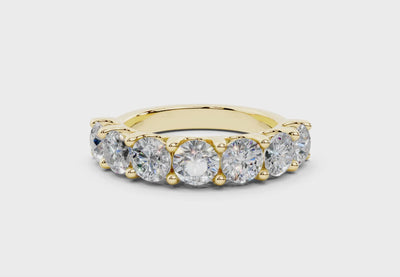 2 Carat 18K Gold Claw Prong Contour Lab-Grown Seven Diamond Half Eternity Ring - Yellow Gold#Material_Yellow Gold#
