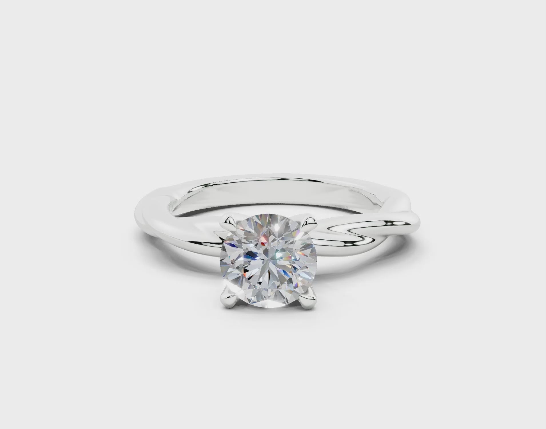 18k Gold Twisted Claw Prongs Diamond Engagement Ring 1 Carat - White Gold#Material_White Gold#