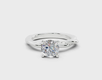 18k Gold Twisted Claw Prongs Diamond Engagement Ring 1 Carat - White Gold#Material_White Gold#