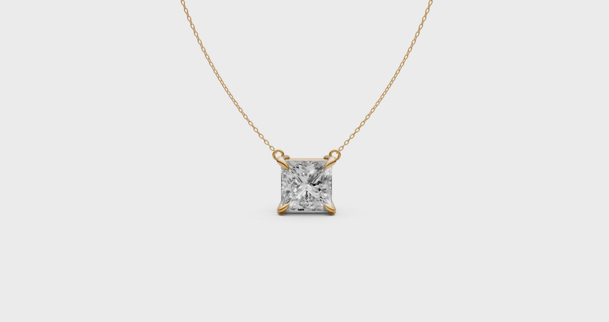 Princess Cut Diamond Pendant in 18KT Gold Four-Prong