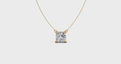 Princess Cut Diamond Pendant in 18KT Gold Four-Prong