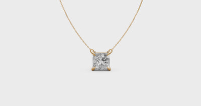 Princess Cut Diamond Pendant in 18KT Gold Four-Prong
