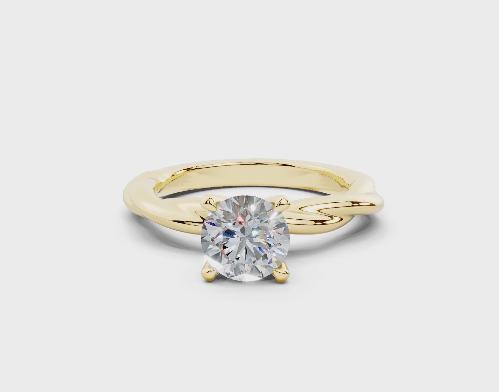 18k Gold Twisted Claw Prongs Diamond Engagement Ring 1 Carat - Yellow Gold#Material_Yellow Gold#