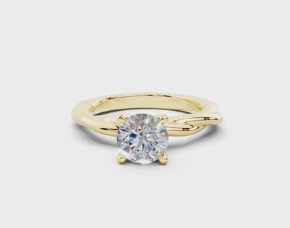 18k Gold Twisted Claw Prongs Diamond Engagement Ring 1 Carat
