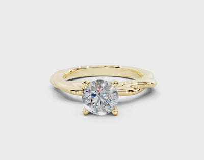 18k Gold Twisted Claw Prongs Diamond Engagement Ring 1 Carat - Yellow Gold#Material_Yellow Gold#
