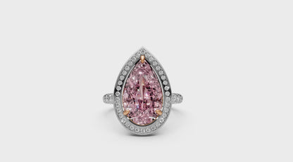 5.07ct Fancy Vivid Pink Pear Lab Grown Diamond Ring – Rare Shades Collection, 18k Gold, IGI Certified