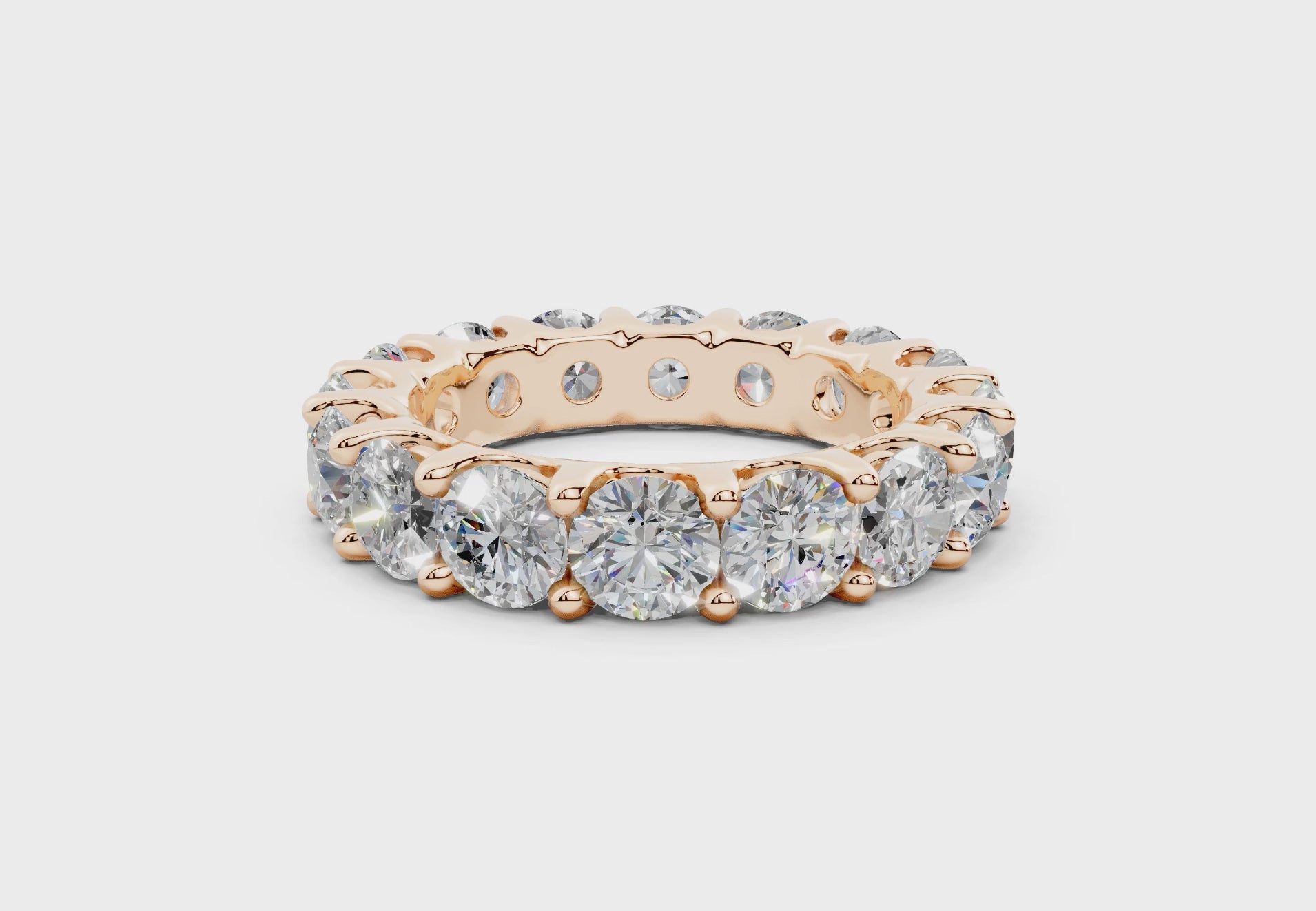 4 Carat 18K Gold Low Dome Basket Lab-Grown Sleek Comfort Diamond Eternity Ring - Rose Gold - Rose Gold - Rose Gold#Material_Rose Gold#
