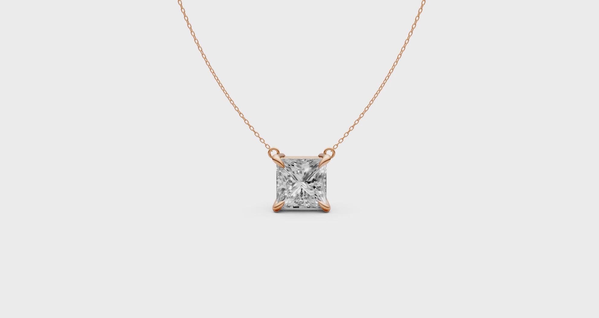 Princess Cut Diamond Pendant in 18KT Gold Four-Prong
