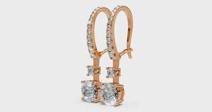 18K Gold Hoop Earrings with 1 CT Solitaire Lab-Grown Diamonds