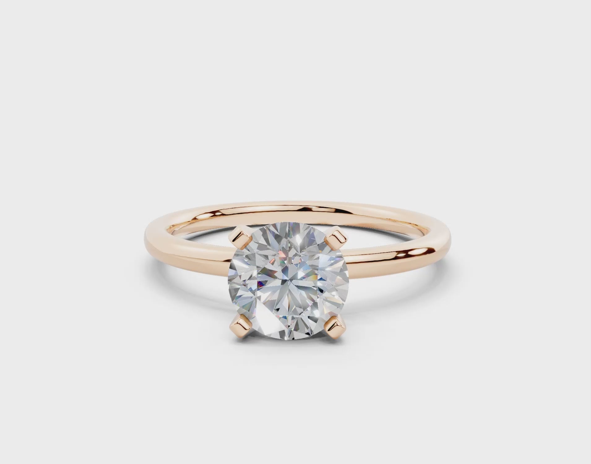 18K Gold Sleek Comfort Diamond Engagement Ring 1 Carat - Rose Gold#Material_Rose Gold#