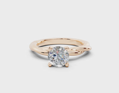 18k Gold Twisted Claw Prongs Diamond Engagement Ring 1 Carat