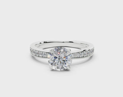 18K Gold Comfort Half Pavé Diamond Engagement Ring 1 Carat