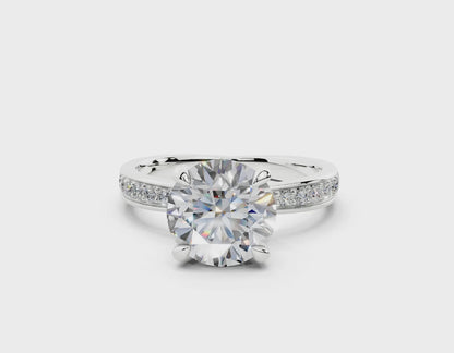 18K Gold Comfort Half Pavé Diamond Engagement Ring 2 Carat