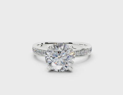 18K Gold Comfort Half Pavé Diamond Engagement Ring 2 Carat - White Gold#Material_White Gold#