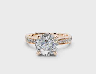 18K Gold Comfort Half Pavé Diamond Engagement Ring 2 Carat - Rose Gold#Material_Rose Gold#