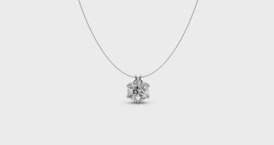 Round Diamond Pendant in 18KT Gold Six-Prong Scallop Setting.