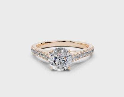18K Gold Sleek Prong Round Shaped Diamond Engagement Ring 1 Carat