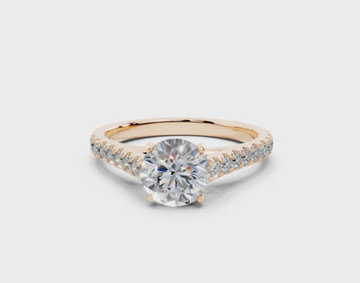 18K Gold Sleek Prong Round Shaped Diamond Engagement Ring 1 Carat - Rose Gold#Material_Rose Gold#