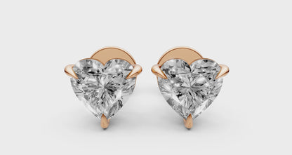 Heart-Shaped Stud Earrings with 0.5 CT Lab-Grown Diamonds in 18K Gold