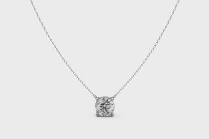 1ct Round Lab Grown Diamond Solitaire Pendant – 18k White Gold, IGI Certified