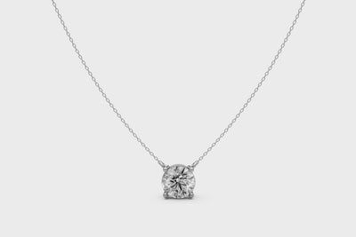 Round Lab Grown Diamond Solitaire Pendant – 18k White Gold, IGI Certified