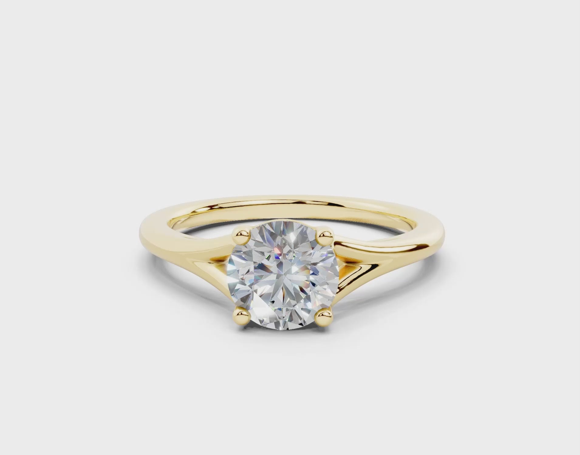 18K Gold Comfort Split Shank Solitaire Diamond Engagement Ring 1 Carat - Yellow Gold#Material_Yellow Gold#