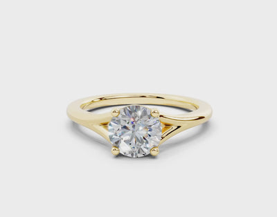 18K Gold Comfort Split Shank Solitaire Diamond Engagement Ring 1 Carat - Yellow Gold#Material_Yellow Gold#