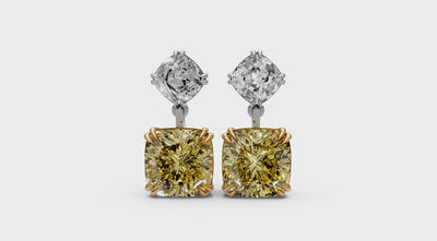 Yellow Cushion Drop Earrings 13.15ct | Rare Shades