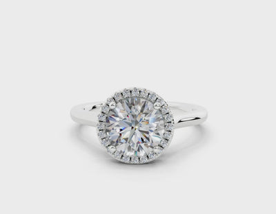 18K Gold Half Pavé Halo Diamond Engagement Ring 1.5 Carat - White Gold#Material_White Gold#