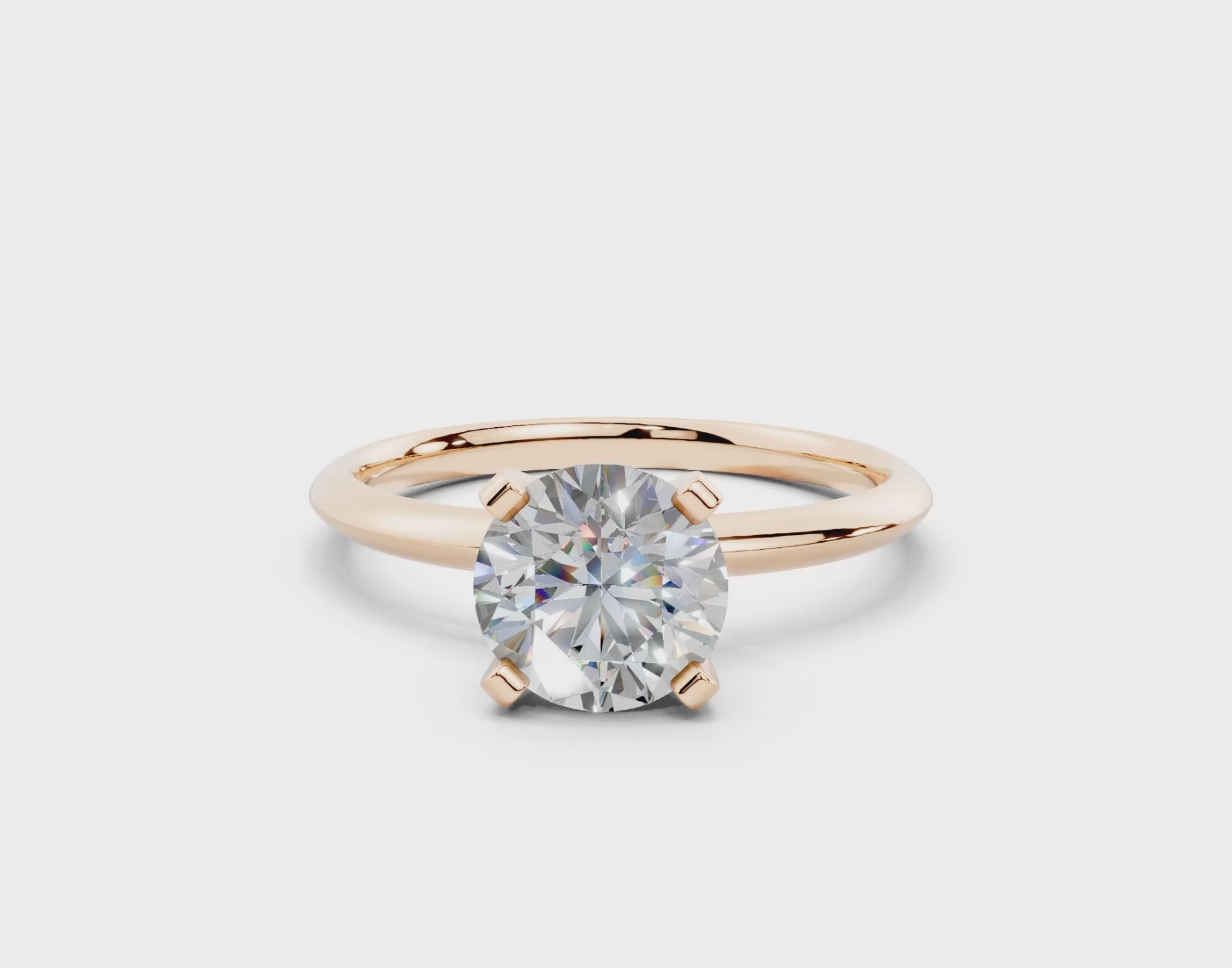 18K Gold Solitaire Knife Edge Round Diamond Engagement Ring 1 Carat - Rose Gold#Material_Rose Gold#