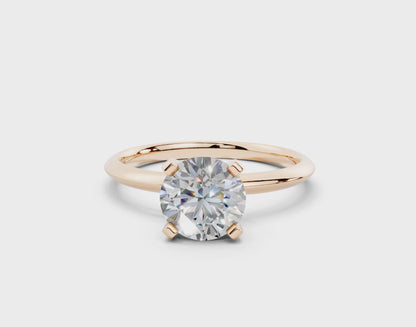 18K Gold Solitaire Knife Edge Round Diamond Engagement Ring 1 Carat