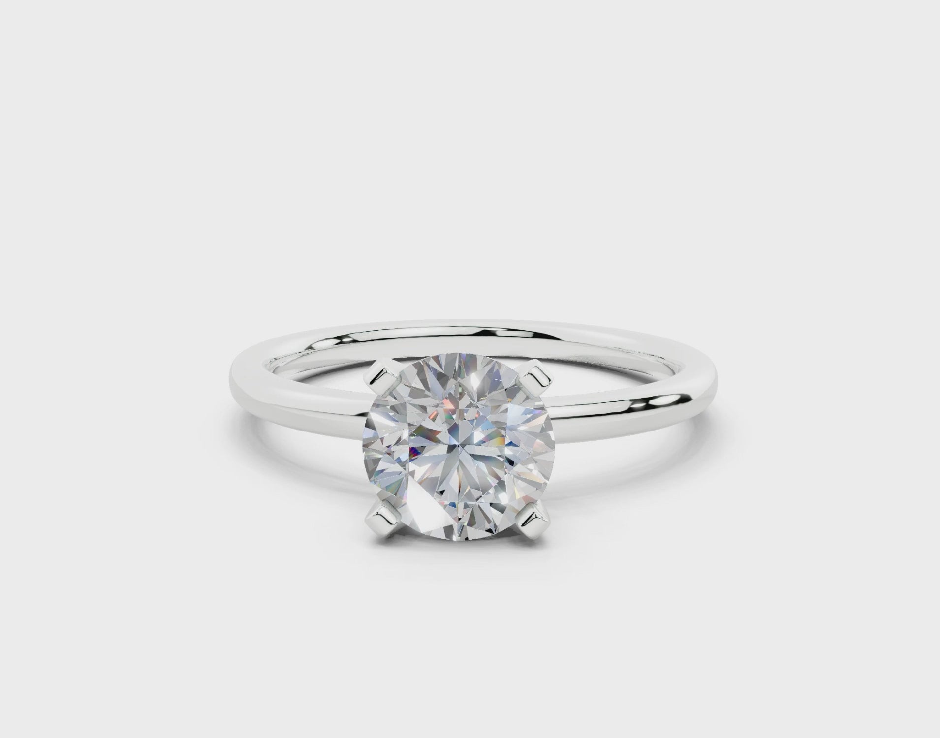 18K Gold Sleek Comfort Diamond Engagement Ring 1 Carat - White Gold#Material_White Gold#