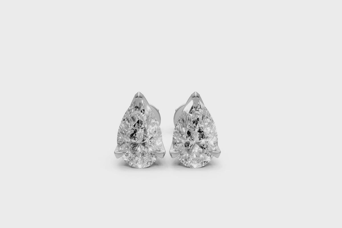 Pear-Cut Diamond Studs 3.04ct | Earrings | The Carat Lab