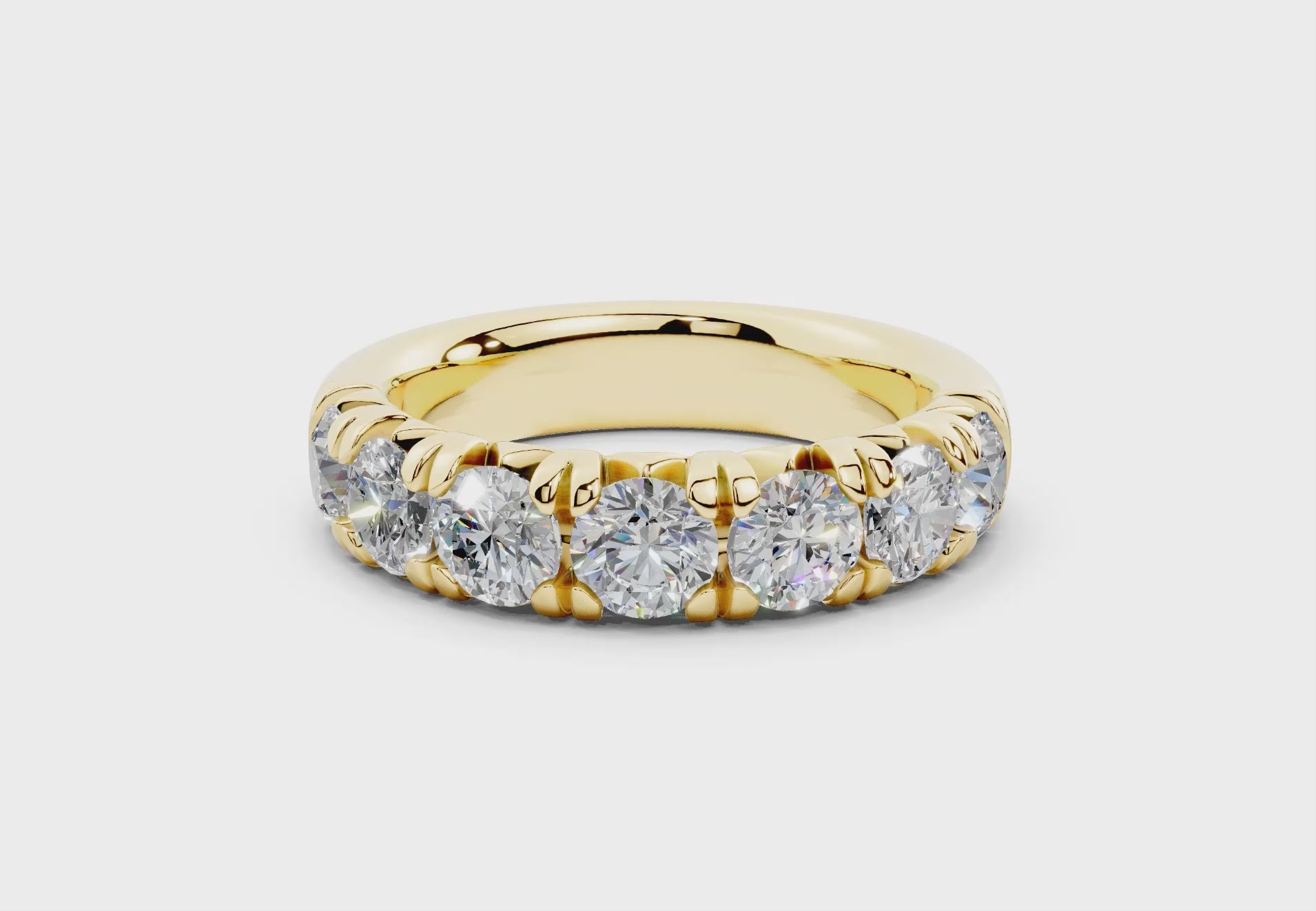 2 Carat 18K Gold French Half Pavé Slim Lab-Grown Diamond Ring - Yellow Gold#Material_Yellow Gold#